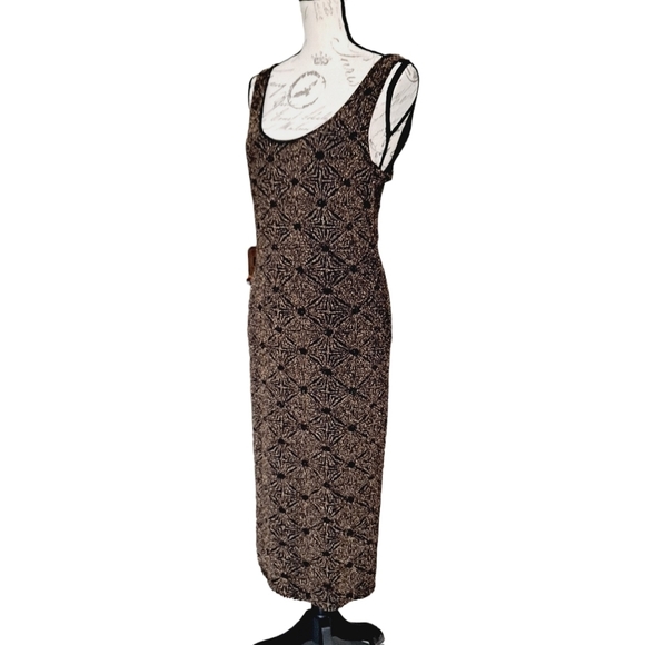 Midi Dress L Black Bodycon Stretch Gold Sparkle Sexy Cocktail Party 💖2/$30 - Picture 6 of 13